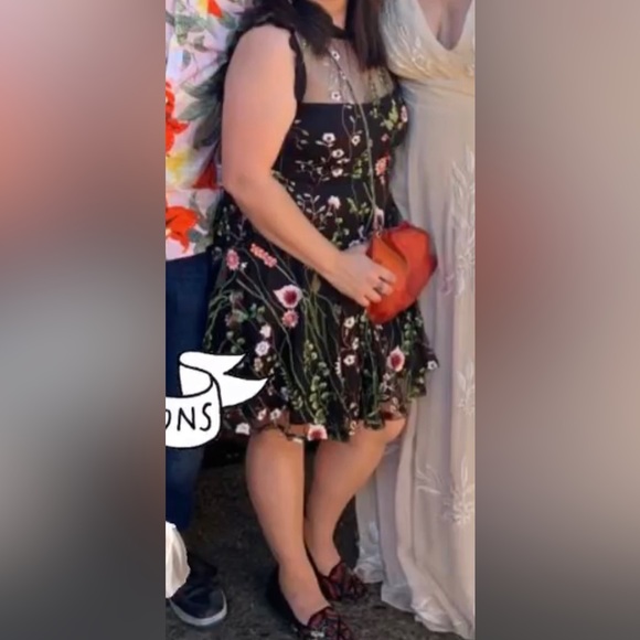 City Studio Macys Black Lace Floral 50s style sleeveless Ruffles Dress Large - Picture 9 of 9